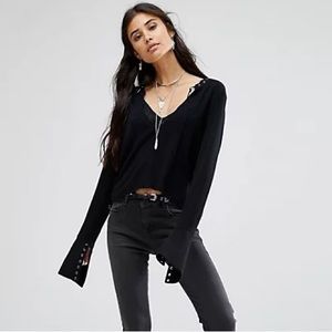 NWT Free People Jump To The Beat Top - Black